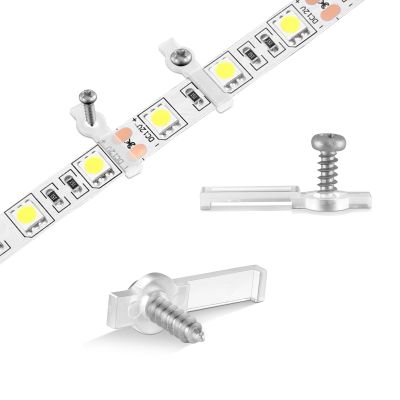 GRIVER 100 Pack Strip Light Mounting Brackets,Fixing Clips,One-Side Fixing,100 Screws Included (for 10mm Wide Non-Waterproof Strip Lights)
