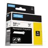 Rhino Permanent Poly Industrial Label Tape, 3/8" x 18 ft, White/Black Print view 1