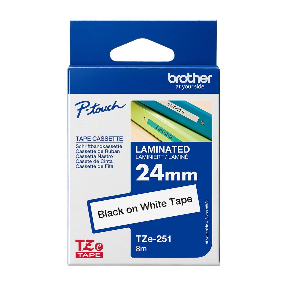 Brother TZe-251 Black on White TZe Label-Making Tape