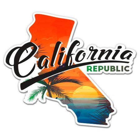 California Republic - 5" Vinyl Sticker - for Car Laptop I-Pad - Waterproof Decal
