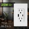 Leviton Type A & Type-C USB In-Wall Charger with 15A Tamper-Resistant Outlet, USB Charger for Smartphones and Tablets, Not for Laptops, T5633-W, White view 2