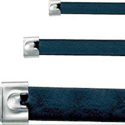 Cable Tie, 8 in L, 2 in Max Bundle Dia., Black, 316 Stainless Steel, 250 lb Strength, 50 PK - 1 Each