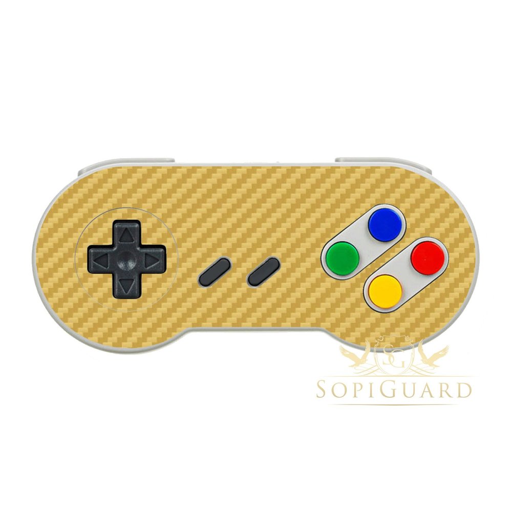 SopiGuard Sticker for 8bitdo SN30 SF30 Precision Coverage Full Body Vinyl Sticker Skin Carbon Gold