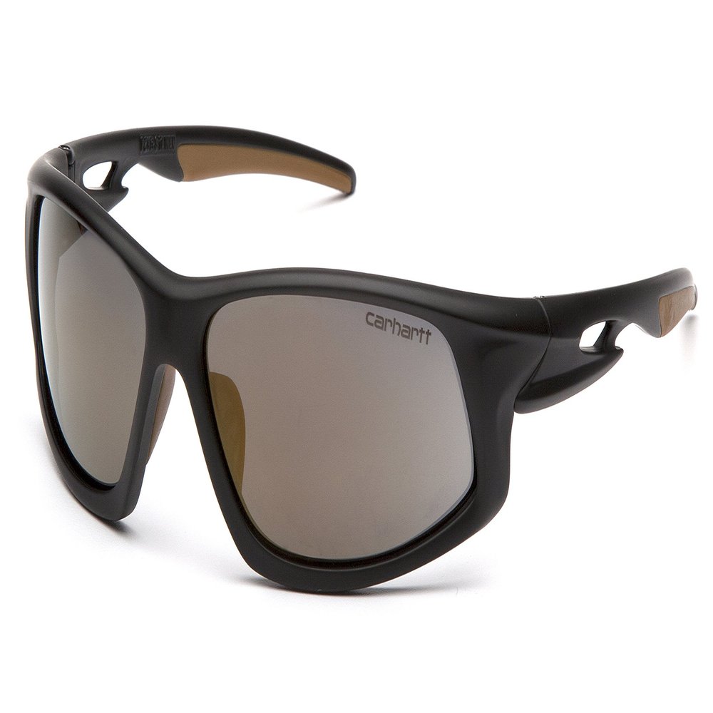 Carhartt Ironside Safety Glasses, Retail Clamshell Packaging, Black/Tan Frame, Antique Mirror Anti-Fog Lens
