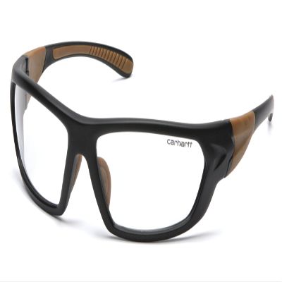 Carhartt CHB210DCC Carbondale SAFETY Glasses, Black/Tan Frame, Clear Lens