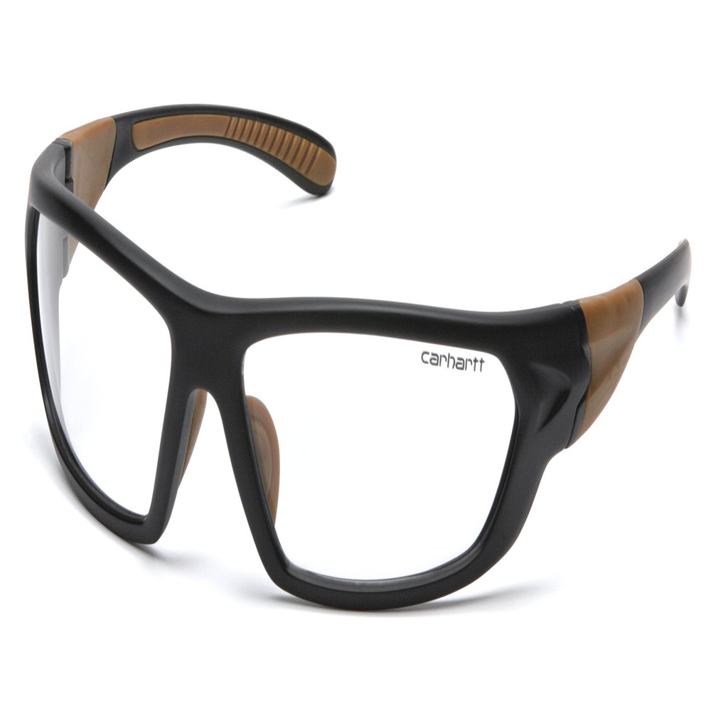 Carhartt CHB210DCC Carbondale SAFETY Glasses, Black/Tan Frame, Clear Lens