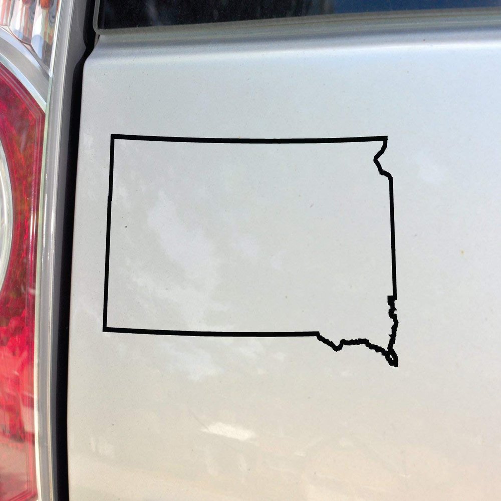 Nashville Decals South Dakota Vinyl Decal Laptop Car Truck Bumper Window Sticker, 6.5" x 4", Black