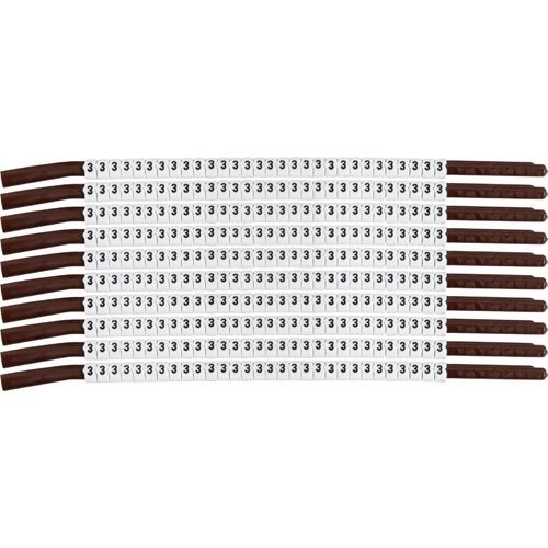 Brady SCN15-3, ClipSleeve 3 Wire Marker, Black on White, 10 Packs of 10 pcs