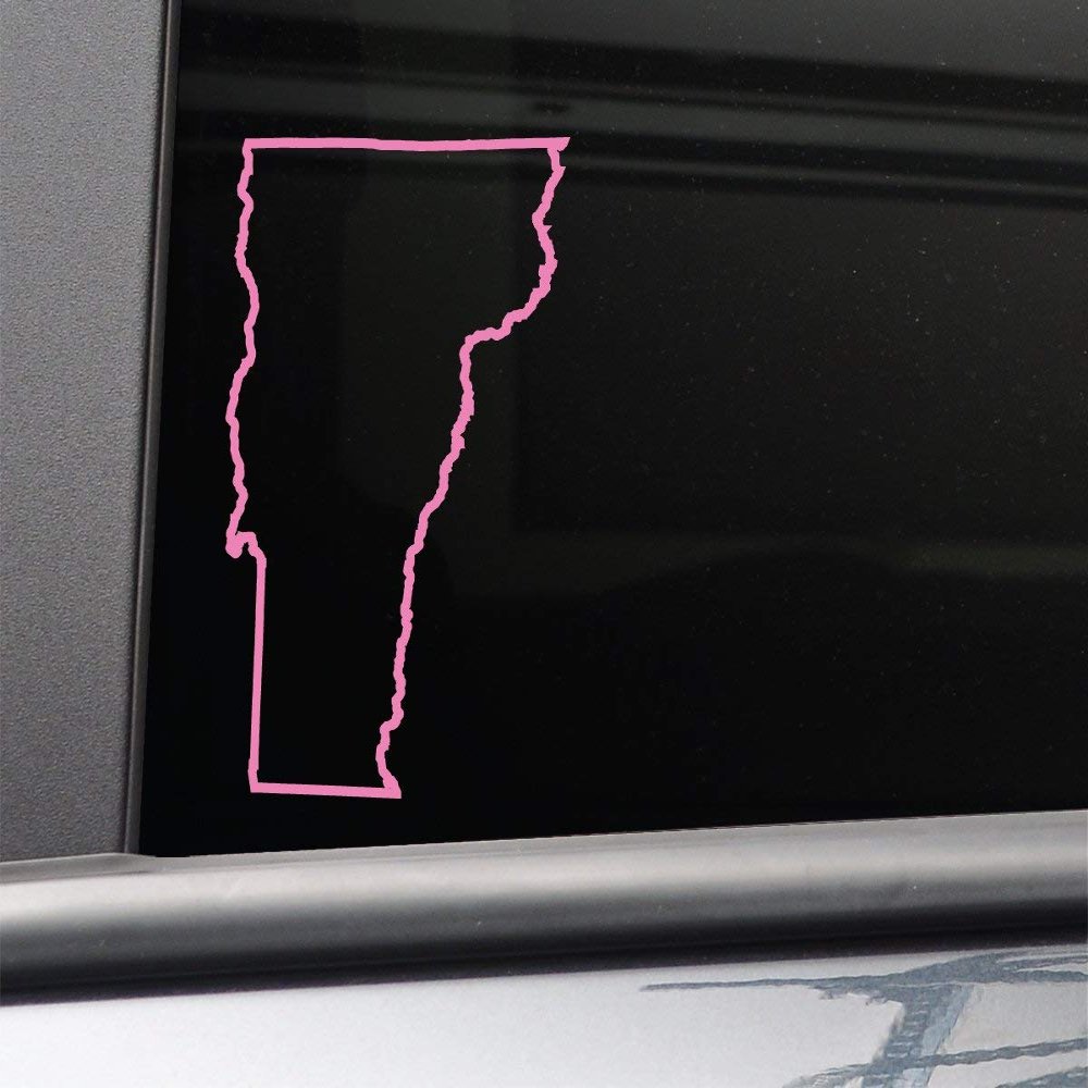 Nashville Decals Vermont Vinyl Decal Laptop Car Truck Bumper Window Sticker, 6.5" x 4", Pink