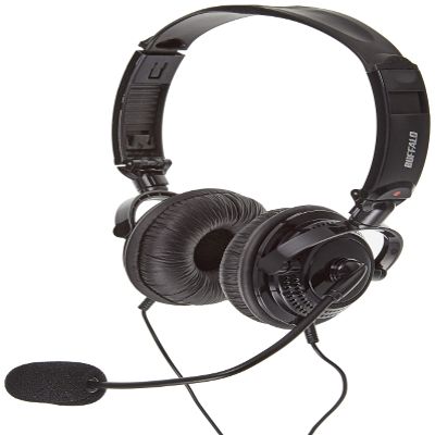 BUFFALO BSHSHCS315BK Binaural Headband Headset, 4 Poles, Large Driver Folding