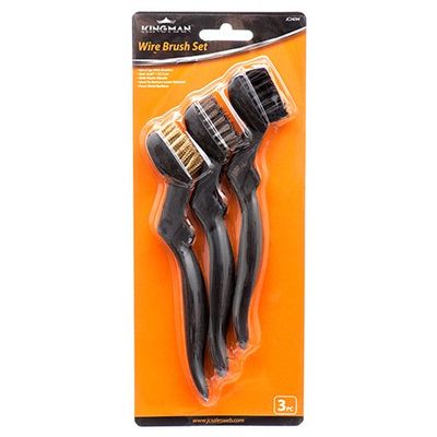 Wholesale KINGMAN WIRE BRUSH 3PC SET W/ PLASTIC HANDLE