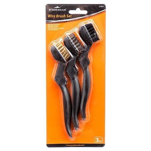 Wholesale KINGMAN WIRE BRUSH 3PC SET W/ PLASTIC HANDLE