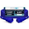 IronBox Electric - Heavy-Duty C14 to C19 Power Cord, 15A, 250V, 14/3 SJT - IEC60320 PC Cable for Computer Extensions, Monitor, PSU - C14 Male to C19 Female Connector Power Cable - (Blue 5 Foot) view 1