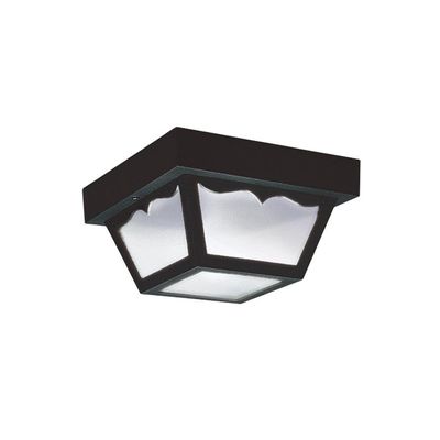 Generation Lighting 7569EN3-32 Ceiling Outdoor Flush Mount, 2-Light LED 19 Total Watts, Black Polypropylene, Clear, 5.50x10.25x10.25