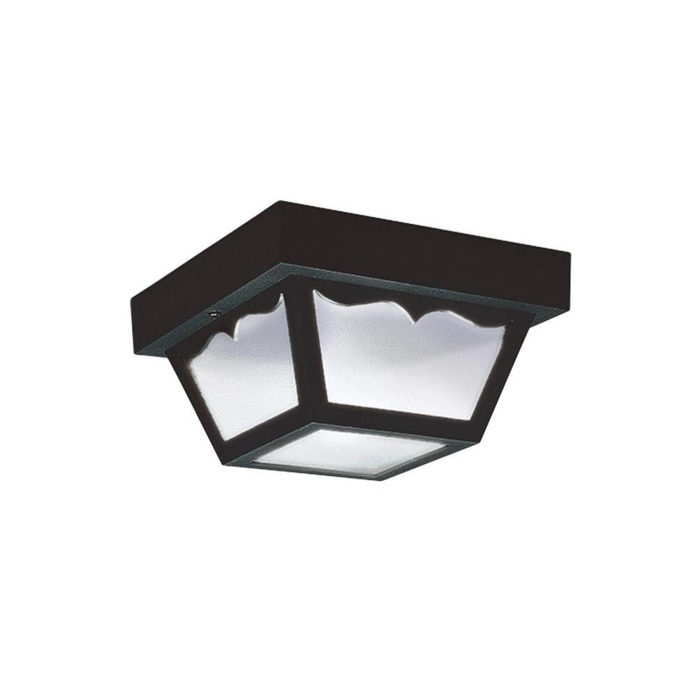 Generation Lighting 7569EN3-32 Ceiling Outdoor Flush Mount, 2-Light LED 19 Total Watts, Black Polypropylene, Clear, 5.50x10.25x10.25