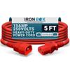 IronBox Electric - Heavy-Duty C14 to C13 Power Cord, 15A, 250V, 14/3 AWG Computer Extension Cable - PDU Power Cables for PC Adapter, Server Rack Cord, Monitor Cable Extender (Red 5 Foot) view 1