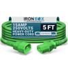 IronBox Electric - Heavy-Duty C14 to C13 Power Cord, 15A, 250V, 14/3 AWG Computer Extension Cable - PDU Power Cables for PC Adapter, Server Rack, Monitor (Green, 5 Foot) view 1