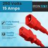 IronBox Electric - Heavy-Duty C14 to C13 Power Cord, 15A, 250V, 14/3 AWG Computer Extension Cable - PDU Power Cables for PC Adapter, Server Rack, Monitor (Green, 5 Foot) view 3