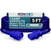 IronBox Electric - Heavy-Duty C14 to C13 Power Cord, 15A, 250V, 14/3 AWG Computer Extension Cable - PDU Power Cables for PC Adapter, Server Rack Cord, Monitor Cable Extender (Blue 5 Foot) view 1