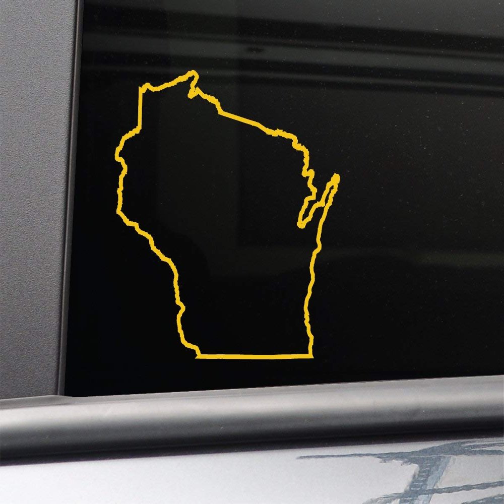 Nashville Decals Wisconsin Vinyl Decal Laptop Car Truck Bumper Window Sticker, 5.5" x 5.25", Yellow