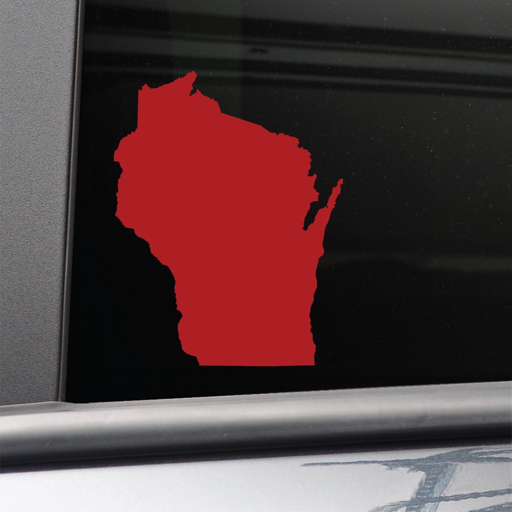 Nashville Decals Wisconsin Vinyl Decal Laptop Car Truck Bumper Window Sticker, 5.5" x 5.25", Red