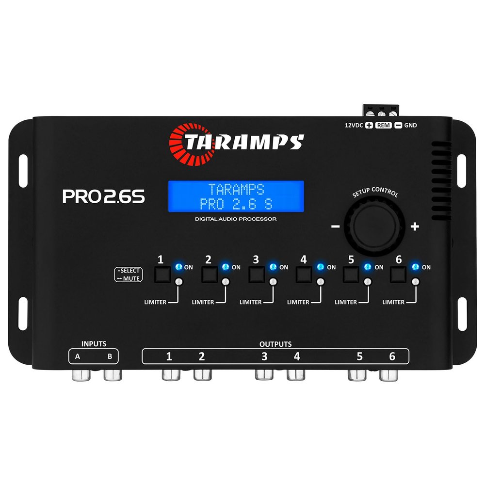 Taramp's Pro 2.6S Digital Signal Processor Equalizer 3-band Graphic Equalization 6 Channels 18K Ohms(RCA) Output Impedance 47 Ohms Limiter Adjustable Car Audio System