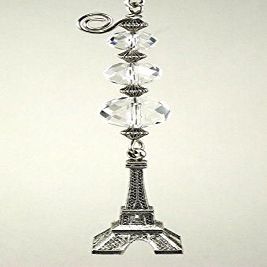 Trace Ellements Silvery Eiffel Tower with Clear Faceted Glass Ceiling Fan Pull Chain