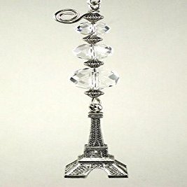 Trace Ellements Silvery Eiffel Tower with Clear Faceted Glass Ceiling Fan Pull Chain