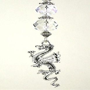 Silvery Dragon and Clear Faceted Glass Ceiling Fan Pull Chain