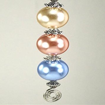 Triple Beauty Pastel Pearls in Champagne, French Rose and Light Blue Ceiling Fan Pull Chain