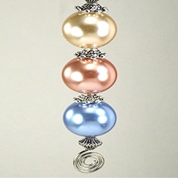 Triple Beauty Pastel Pearls in Champagne, French Rose and Light Blue Ceiling Fan Pull Chain