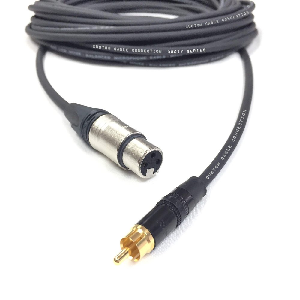 12 Foot Pro Audio Neutrik XLR Female to Neutrik RCA Male Cable by Custom Cable Connection