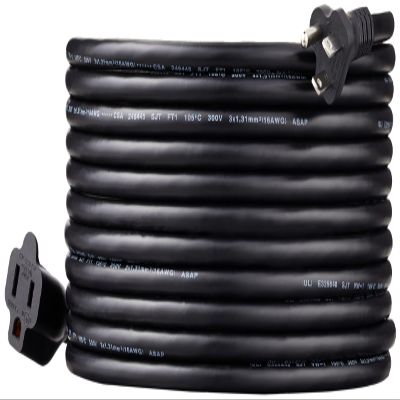 Amazon Basics Extension Cord, 25 Ft, 3 Prong Outlet Extender, Indoor Power Cord, 13 Amps, 125V, Black