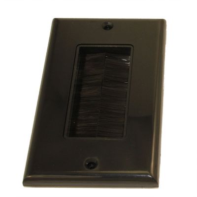 MyCableMart Wallplate: Single-Gang Decora with Brush Pass-thru, Black