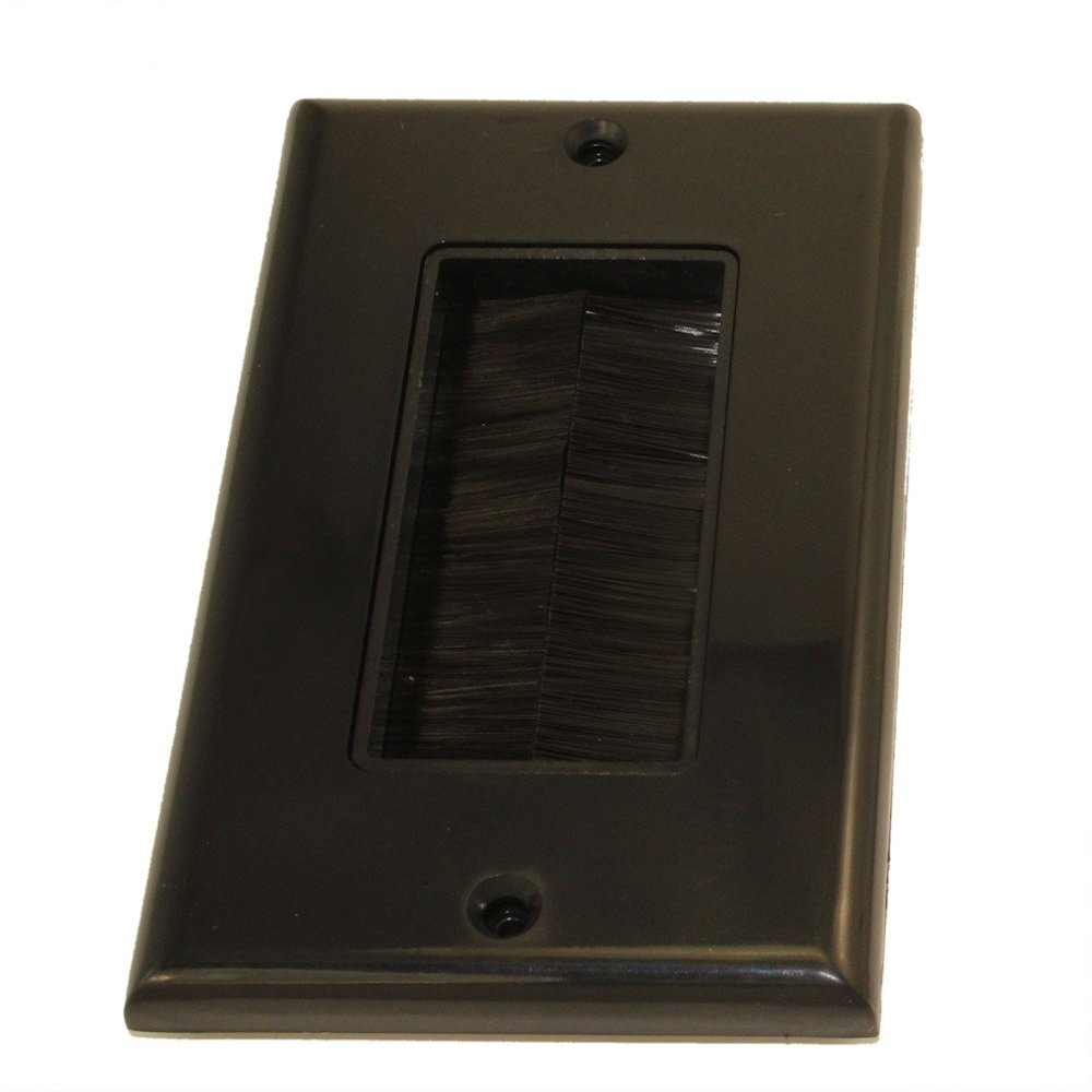MyCableMart Wallplate: Single-Gang Decora with Brush Pass-thru, Black