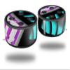 Skin Wrap Decal Set 2 Pack for Amazon Echo Dot 2 - Black Waves Neon Teal Hot Pink (2nd Generation ONLY - Echo NOT Included) view 1