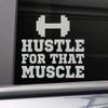 Nashville Decals Hustle for That Muscle Gym Fitness Vinyl Decal Laptop Car Truck Bumper Window Sticker, 6.5" x 5.5", Gray view 1