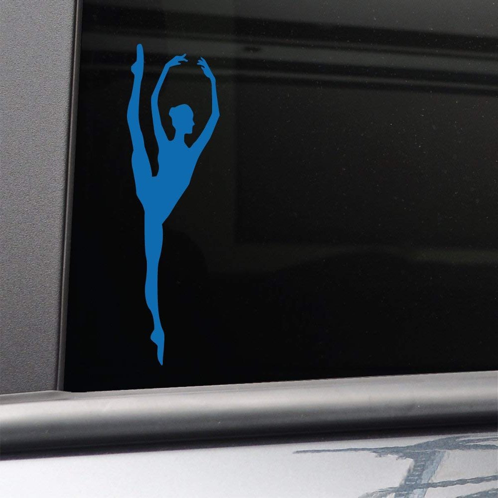 Ballet Dancer Vinyl Decal Laptop Car Truck Bumper Window Sticker, 7" x 2.5", Blue