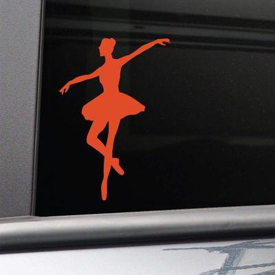Ballet Dancer Vinyl Decal Laptop Car Truck Bumper Window Sticker, 5.5" x 4.5", Orange