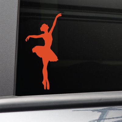 Ballet Dancer Vinyl Decal Laptop Car Truck Bumper Window Sticker, 6" x 3.5", Orange