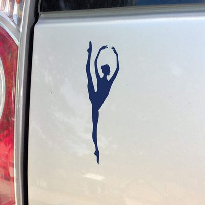 Ballet Dancer Vinyl Decal Laptop Car Truck Bumper Window Sticker, 7" x 2.5", Navy