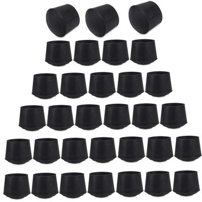 CBtone 32 pcs 7/8" Round Rubber Chair Leg Caps, Non-Slip Chair Leg Floor Protectors Reduce Noise Folding Metal Chair Leg Tip Replacement for Outdoor, Floors, Furniture Foot Covers, Black