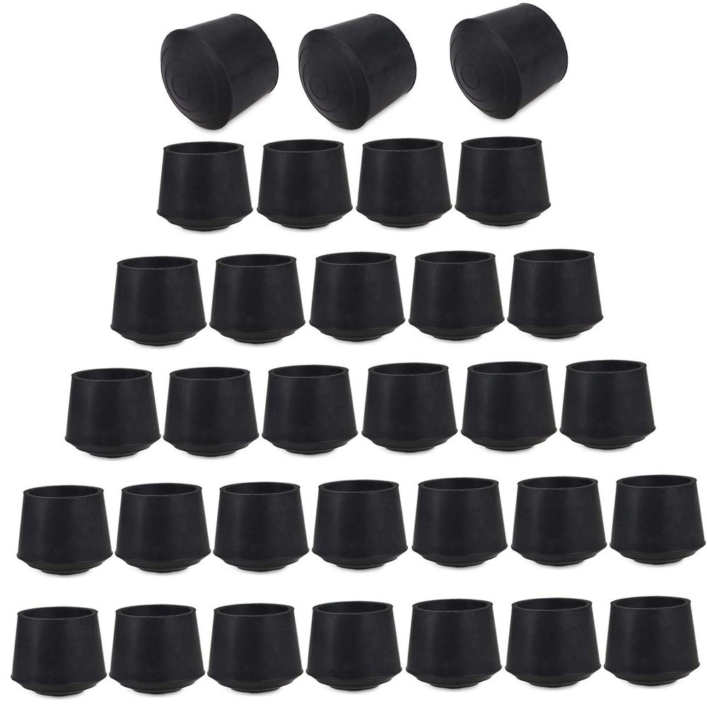 CBtone 32 pcs 7/8" Round Rubber Chair Leg Caps, Non-Slip Chair Leg Floor Protectors Reduce Noise Folding Metal Chair Leg Tip Replacement for Outdoor, Floors, Furniture Foot Covers, Black