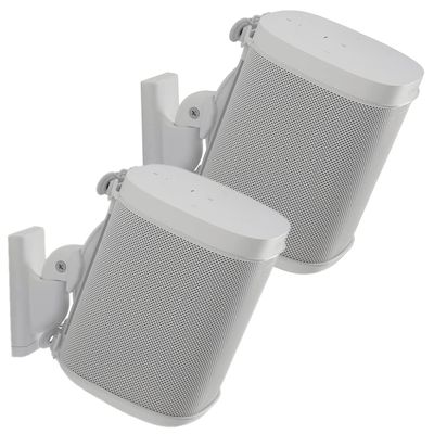 Sanus Adjustable Speaker Wall Mounts Designed for SONOS ONE, Play:1 & Play:3 - Pair (White)