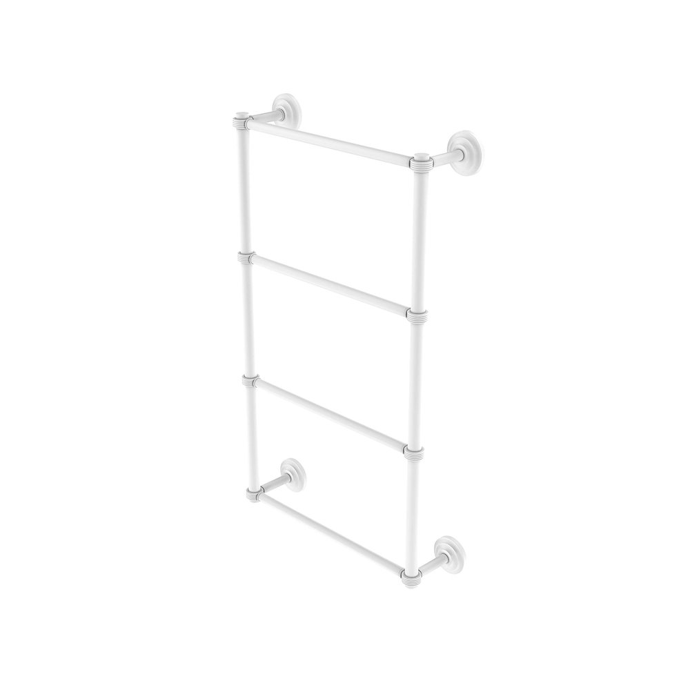 Allied Brass QN-28G-36-WHM 36 in. Que First Collection 4 Tier Ladder Towel Bar with Groovy, Matte White