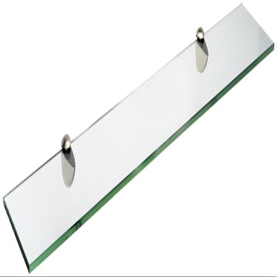 Spancraft Glass P-8x24-Brushed Steel Peacock Glass Shelf, Brushed Steel, 8" x 24"