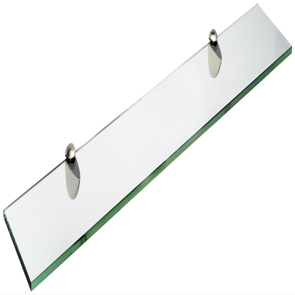 Spancraft Glass P-4.75x30-Brushed Steel Peacock Glass Shelf, Brushed Steel, 4.75" x 30"
