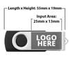 Custom Printed Black Swivel USB Flash Drive with Silver Metal Cover - 25 PCs (512MB) view 2
