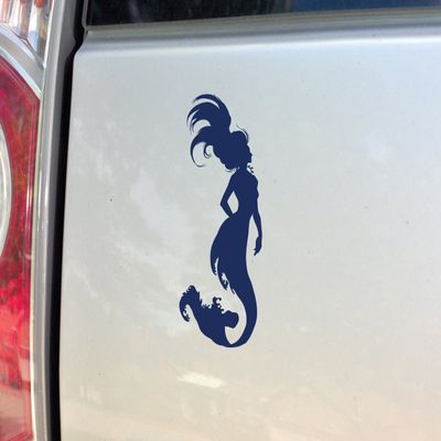 Nashville Decals Mermaid Vinyl Decal Laptop Car Truck Bumper Window Sticker, 8" x 3.25", Navy