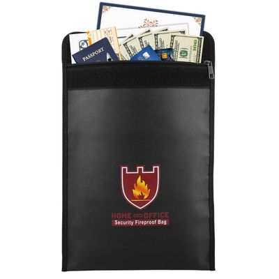 Fireproof Money & Document Bag, MoKo File Document Organizer 15" x 11" Fire & Water Resistant Cash & Envelope Holder, Protect Your Valuables, Documents, Money, Zipper Closure for Protection, Black